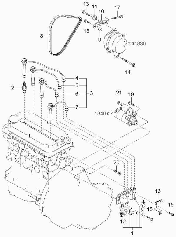 KIA 27400-2X-190 - Sytytysjohtosarja inparts.fi