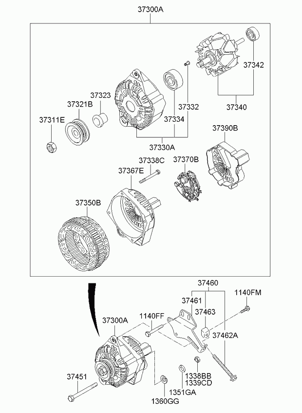 Hyundai 37300 23650 - Laturi inparts.fi