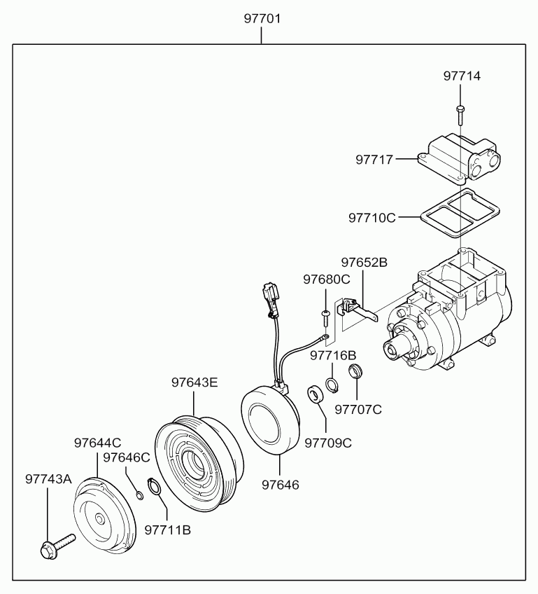 KIA 97701-2C100 - Kompressori, ilmastointilaite inparts.fi