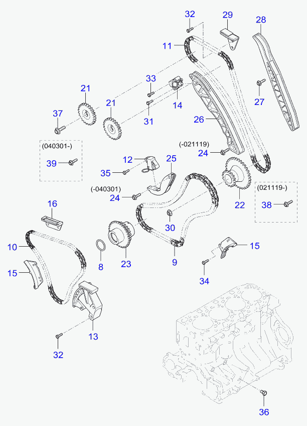 Hyundai 24376-4A020 - Ohjauskisko, jakoketju inparts.fi