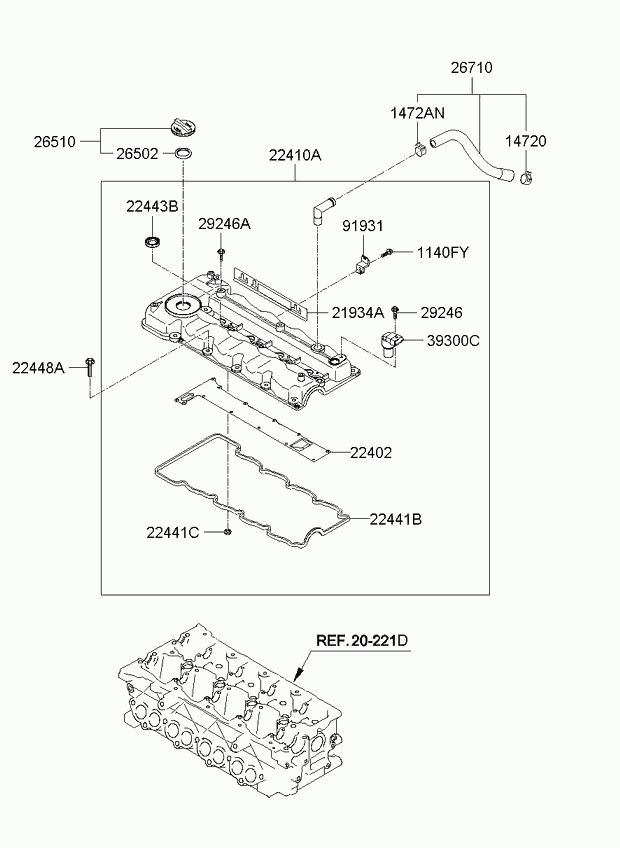 Hyundai 22442-2A700 - Tiivistesarja, vent. koppa inparts.fi