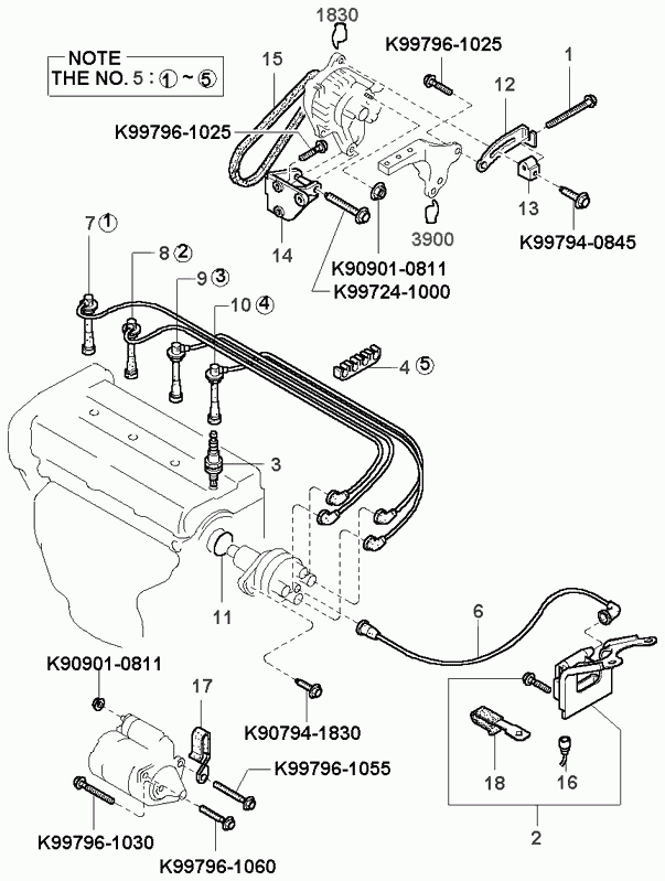 Hyundai 0K9A4-18-150C - Sytytysjohtosarja inparts.fi