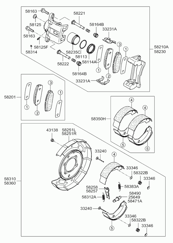 Hyundai 583503EU00 - Jarrukenkäsarja, seisontajarru inparts.fi