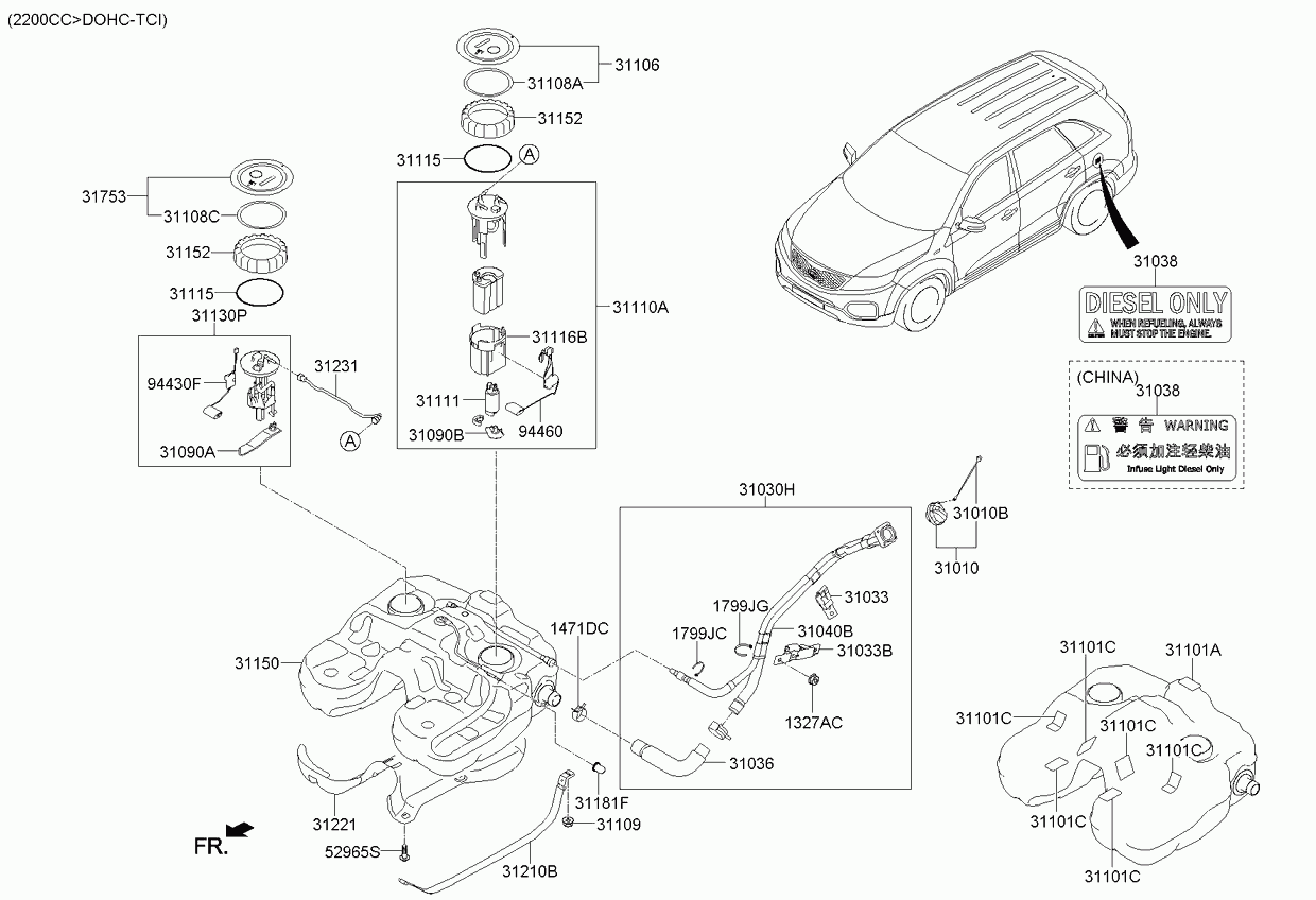 Hyundai 311102P000 - Polttoaineen syöttömoduuli inparts.fi