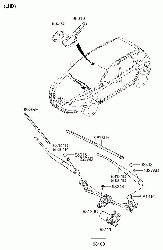 KIA 983601H100 - Pyyhkijänsulka inparts.fi