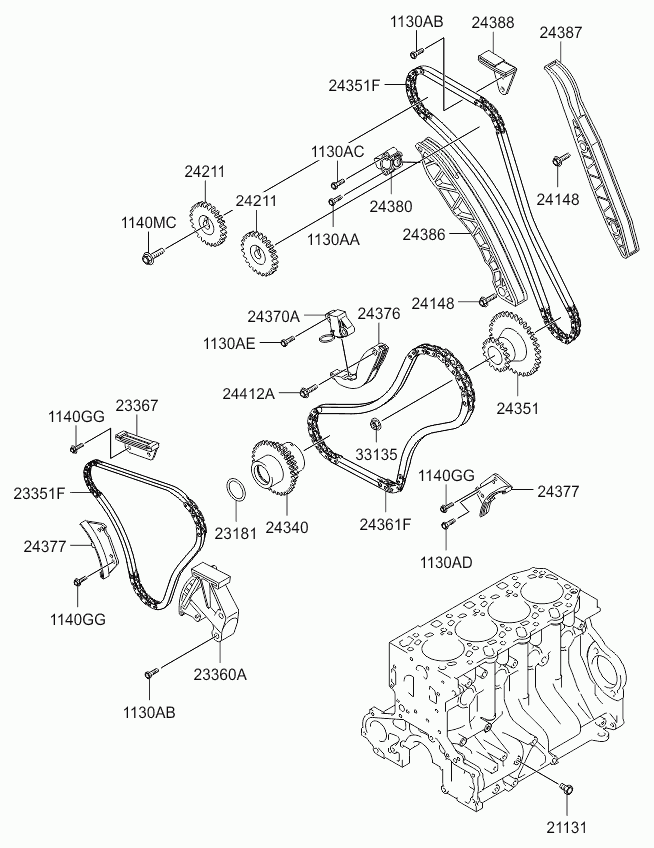 Hyundai 24386-4A030 - Jakoketjusarja inparts.fi