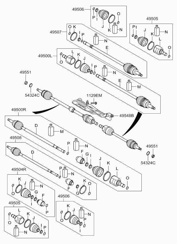 KIA 495512G100 - Pyöränlaakerisarja inparts.fi