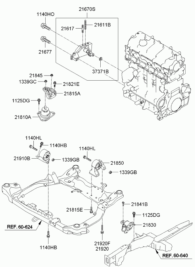 Hyundai 218101H300 - Moottorin tuki inparts.fi