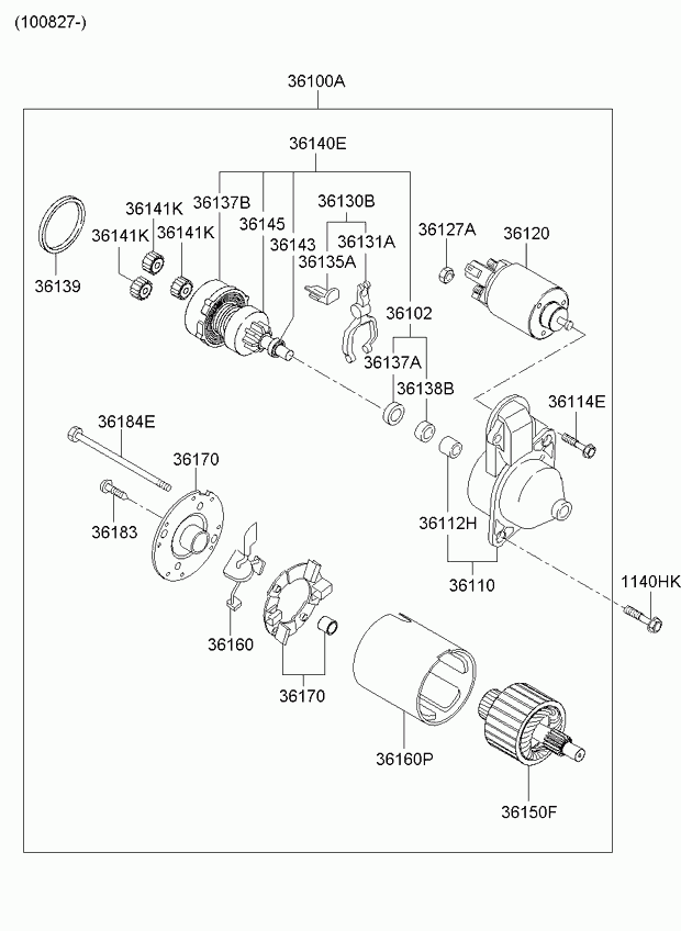 Hyundai 3610026800 - Käynnistinmoottori inparts.fi