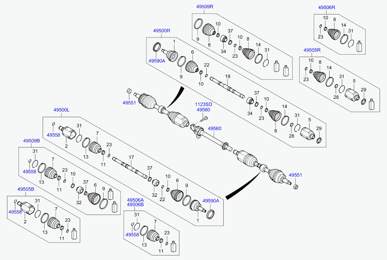 Hyundai 495012W350 - Vetoakseli inparts.fi