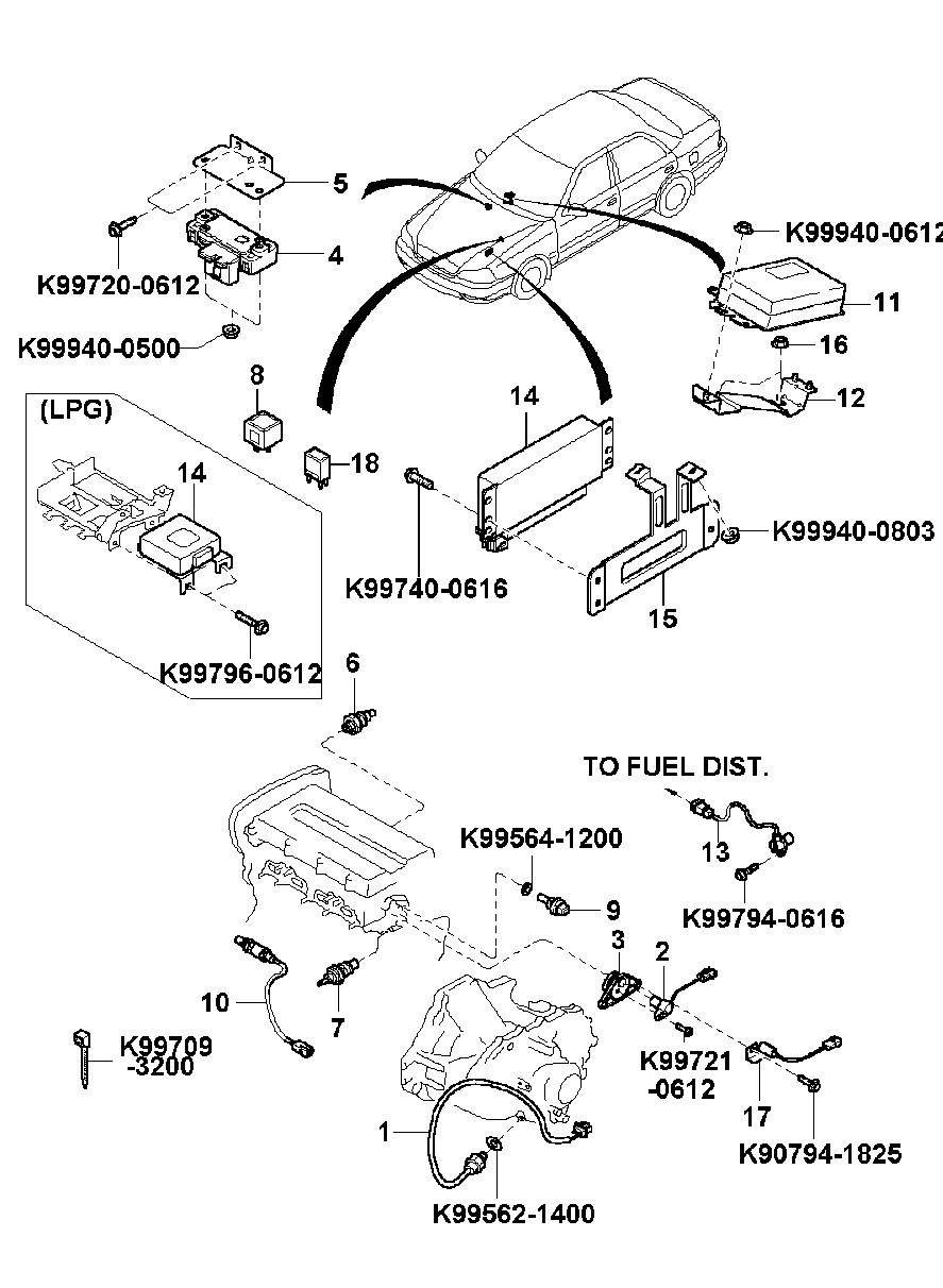 Opel 0K950 18211 - Tunnistin, imusarjapaine inparts.fi