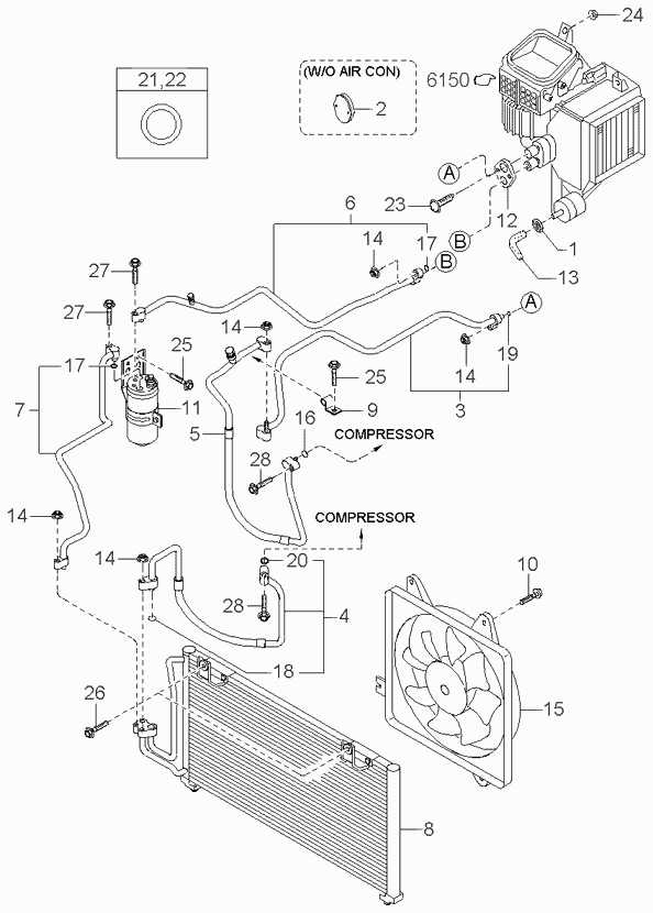 KIA 0K2A1-61-710A - Puhallin, ilmastointi inparts.fi