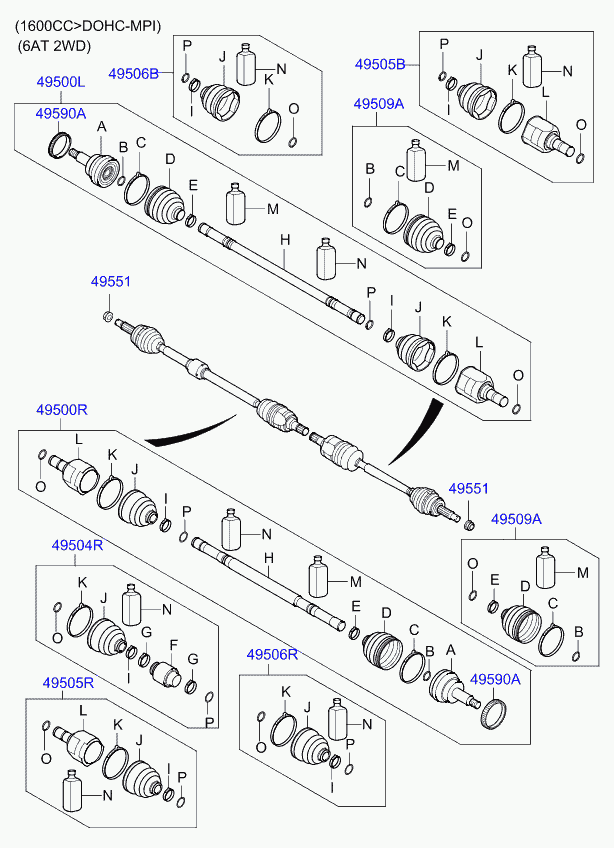 Hyundai 495422L001 - Paljekumi, vetoakseli inparts.fi