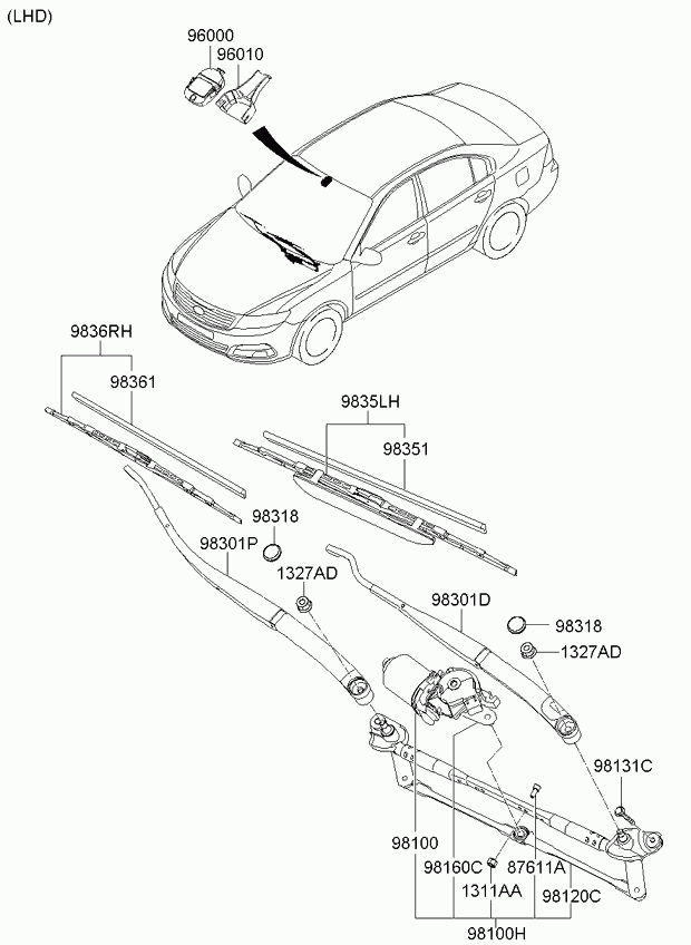 KIA 983602G000 - Pyyhkijänsulka inparts.fi