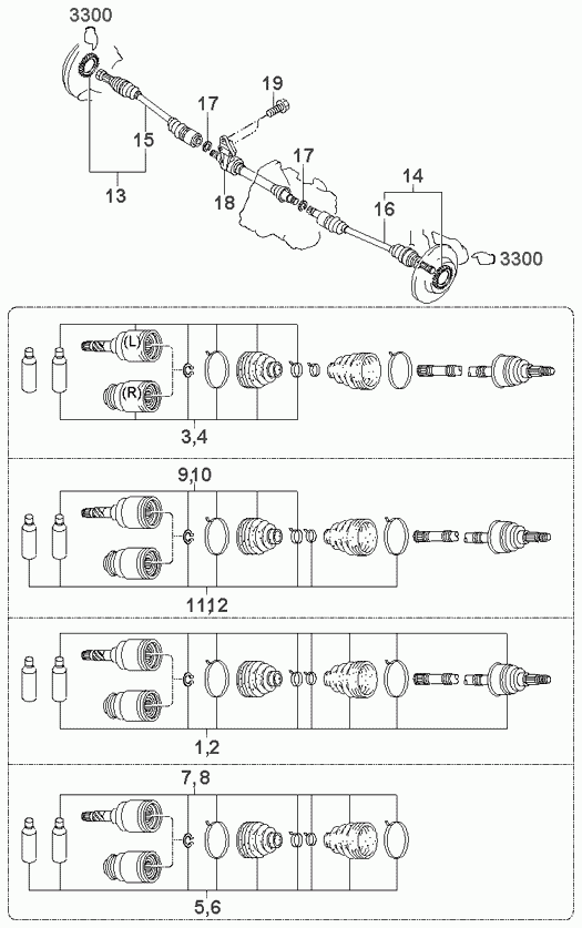 Hyundai 0K9A2-22-530 - Paljekumi, vetoakseli inparts.fi