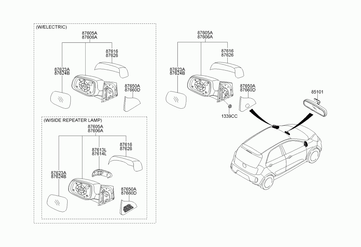 KIA 87611-1Y300 - Peililasi, ulkopeili inparts.fi