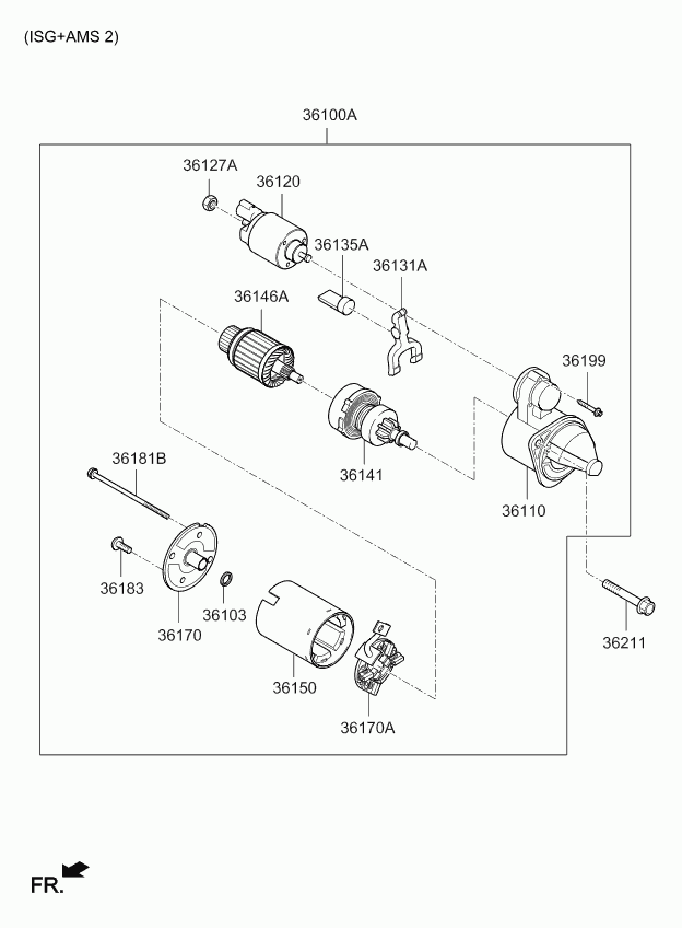 Hyundai 36100-2A950 - Käynnistinmoottori inparts.fi