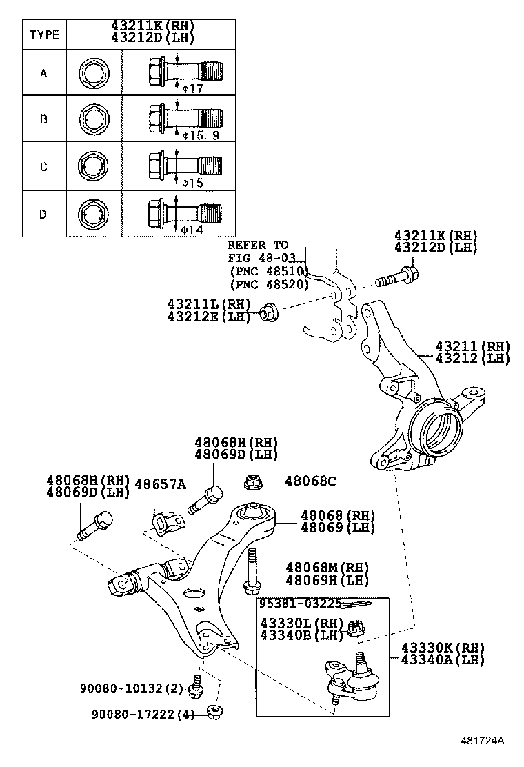 TOYOTA 48068-0E010 - Tukivarsi, pyöräntuenta inparts.fi