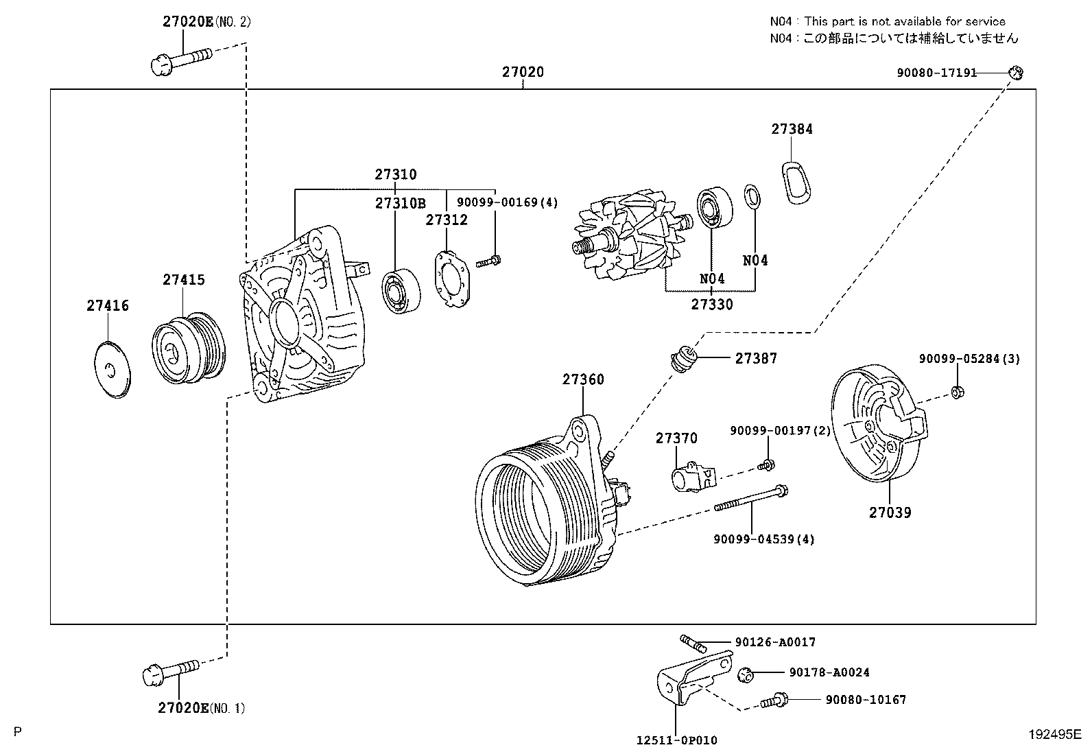 TOYOTA (FAW) 27415-0W010 - Hihnapyörä, laturi inparts.fi