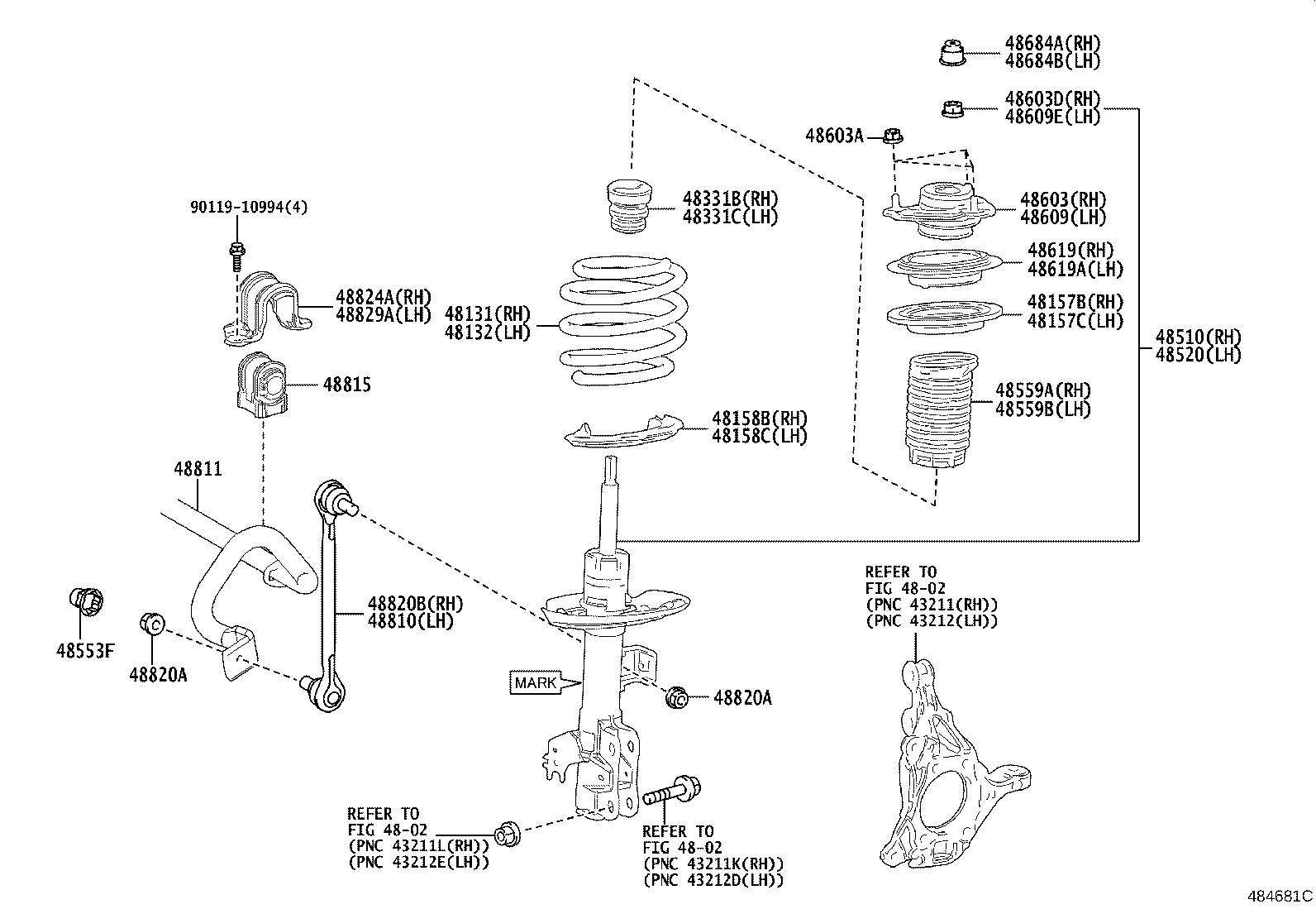 TOYOTA 48820-33100 - Tanko, kallistuksenvaimennin inparts.fi