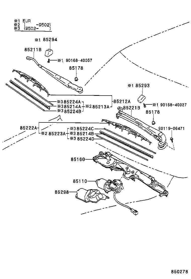 TOYOTA 8522250021 - Pyyhkijänsulka inparts.fi