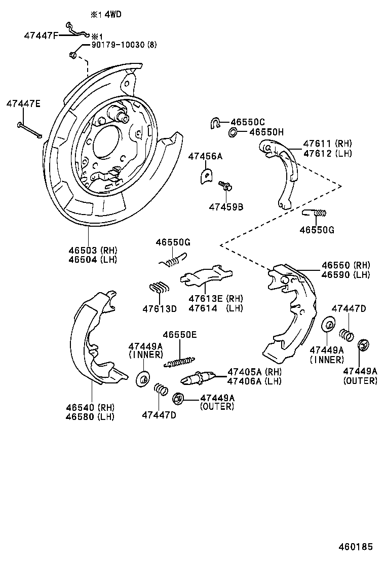 TOYOTA 4654020060 - Jarrukenkäsarja, seisontajarru inparts.fi