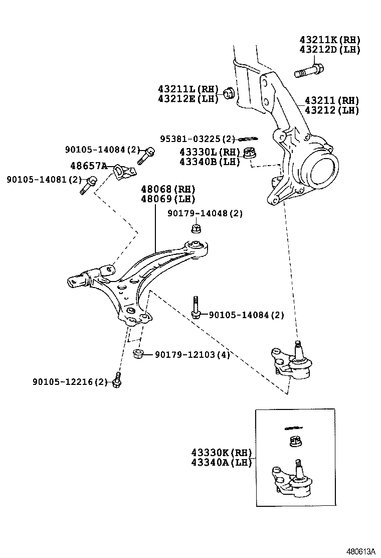 TOYOTA 48069-48010 - Tukivarren hela inparts.fi