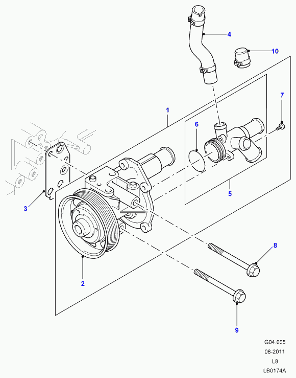 Rover LR004799 - Vesipumppu inparts.fi