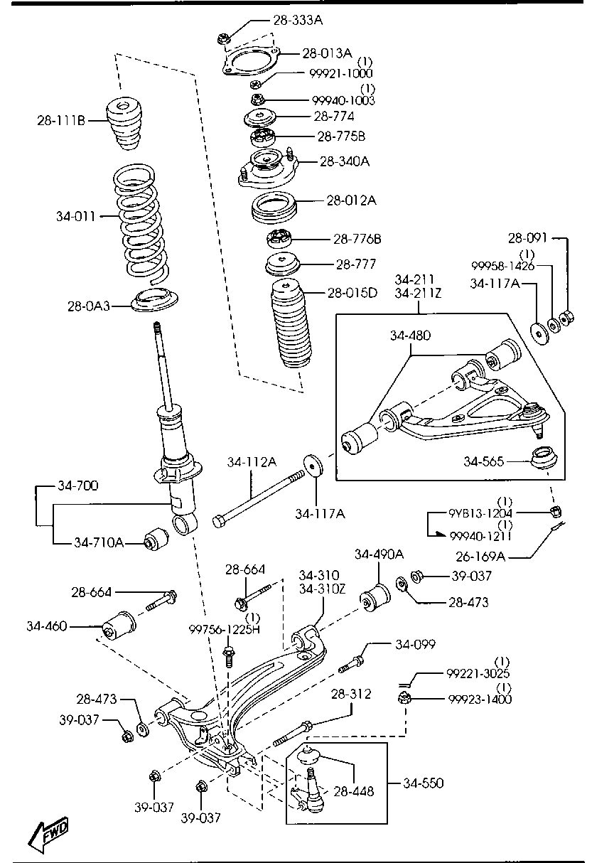 MAZDA N066-34-360 - Tukivarsi, pyöräntuenta inparts.fi