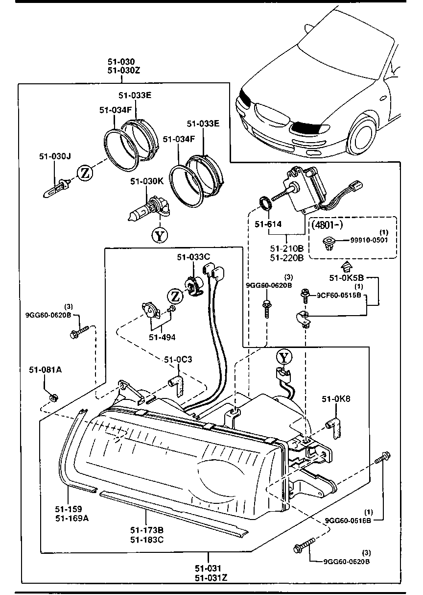 MAZDA 9970-31-550 - Polttimo, mutkavalonheitin inparts.fi