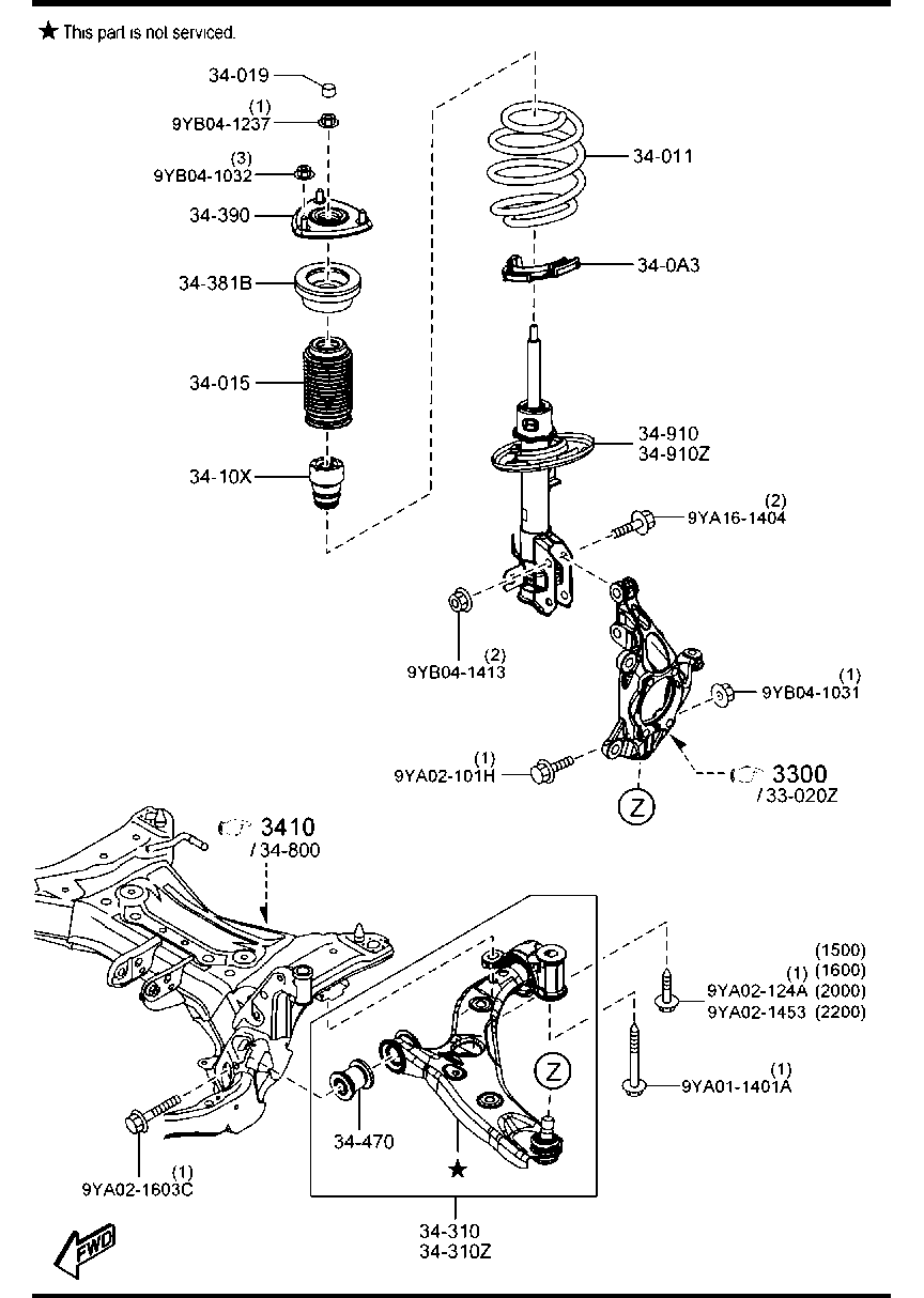 MAZDA B45A-34-38XA - Rullalaakeri, jousijalkalaakeri inparts.fi