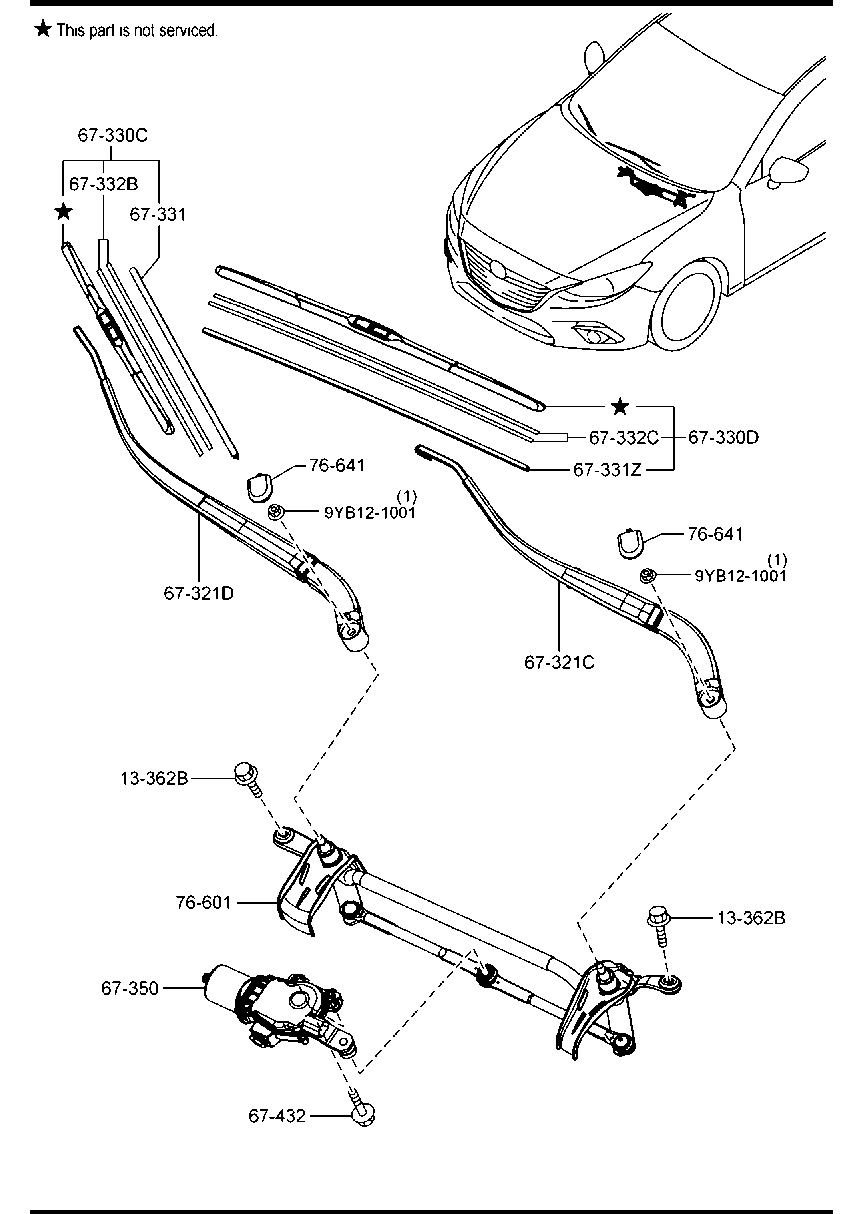 MAZDA BHS3-67-330 - Pyyhkijänsulka inparts.fi