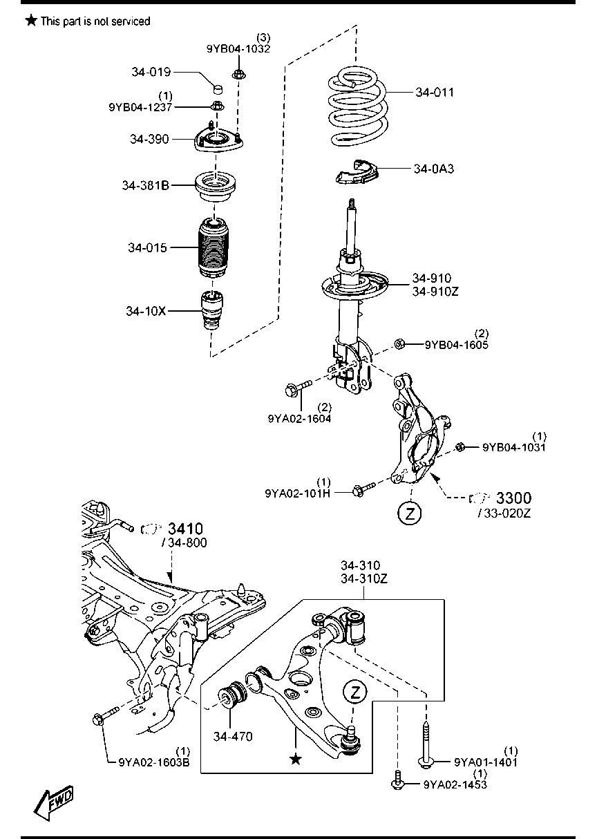 MAZDA G46C 34 300 - Tukivarsi, pyöräntuenta inparts.fi