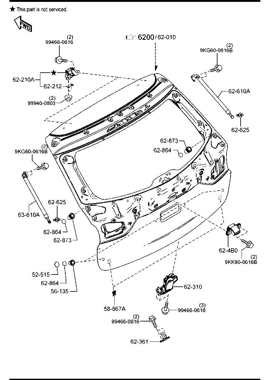 MAZDA GHP9-62-620 - Kaasujousi, tavaratila inparts.fi