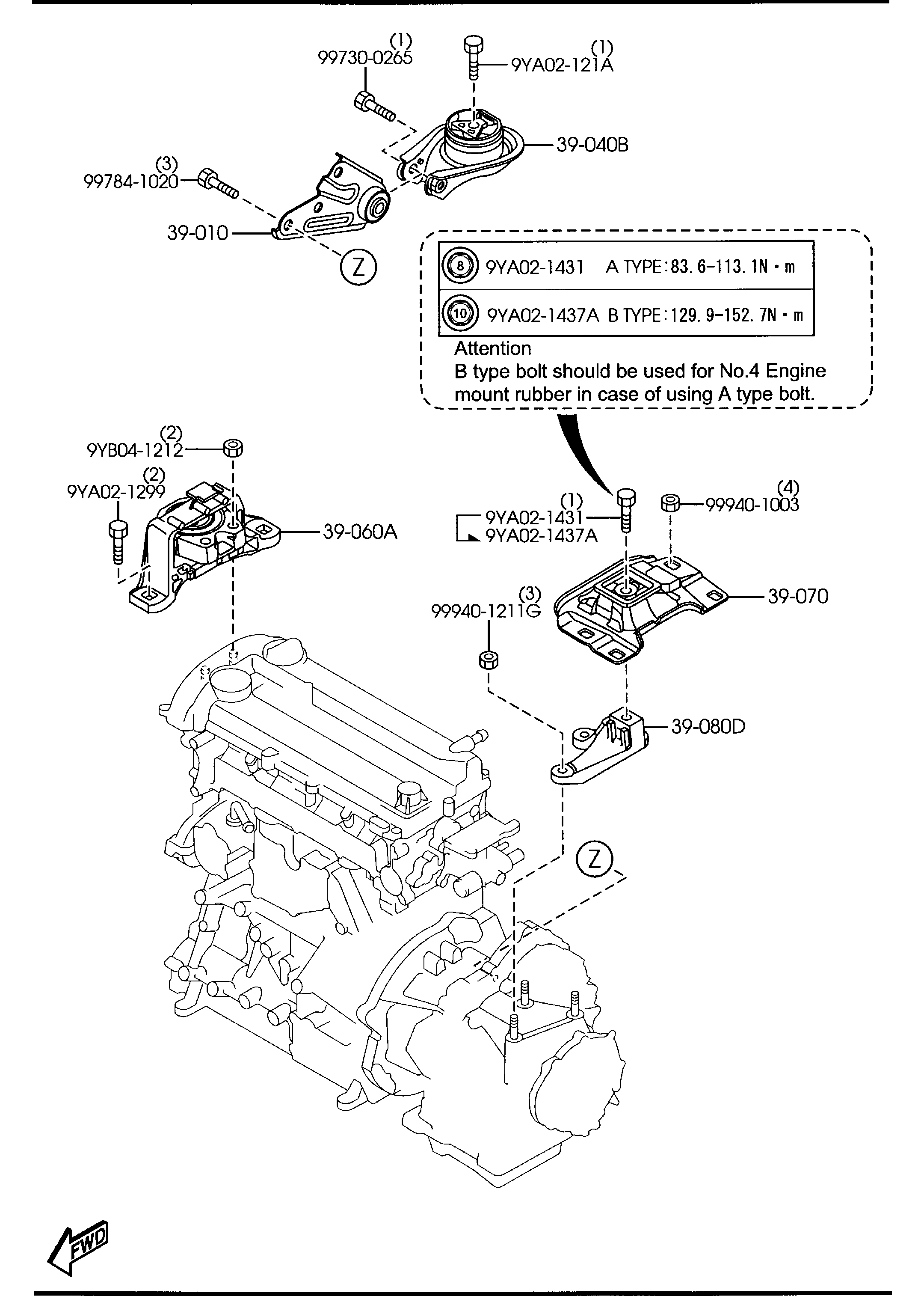 MAZDA BP4S-39-040 - Moottorin tuki inparts.fi