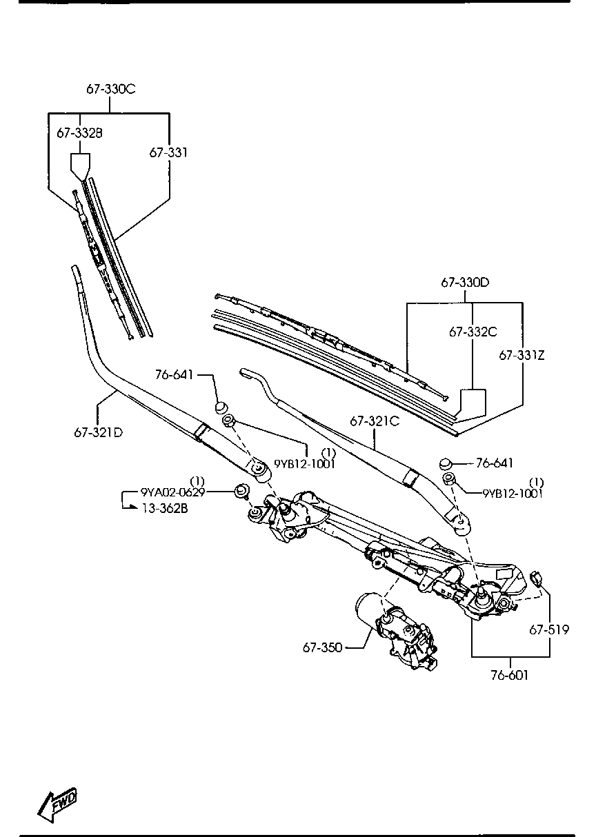 MAZDA BBP2-67-330 - Pyyhkijänsulka inparts.fi