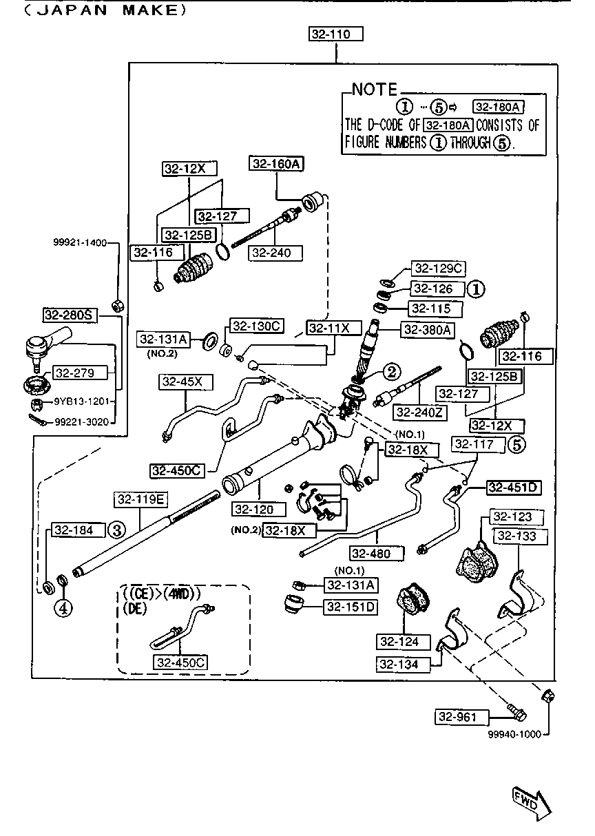 MAZDA GA2A-32-250 - Raidetangon pää, suora inparts.fi