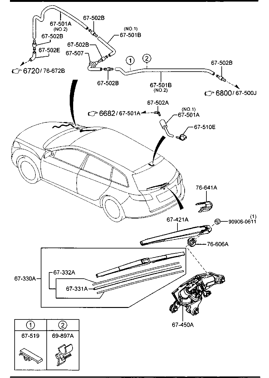 MAZDA D267-67-395A - Tuulilasinpyyhkimen varsi, lasinpesu inparts.fi