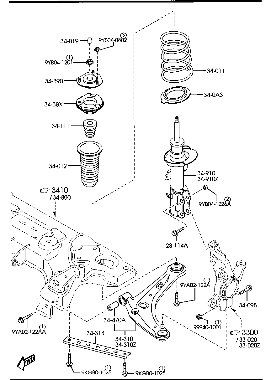 MAZDA D651-34-380B - Jousijalan tukilaakeri inparts.fi