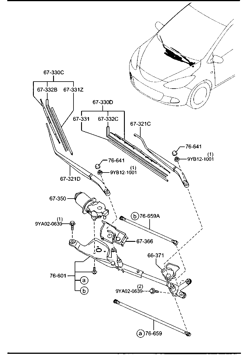 MAZDA DF96-67-330A - Pyyhkijänsulka inparts.fi