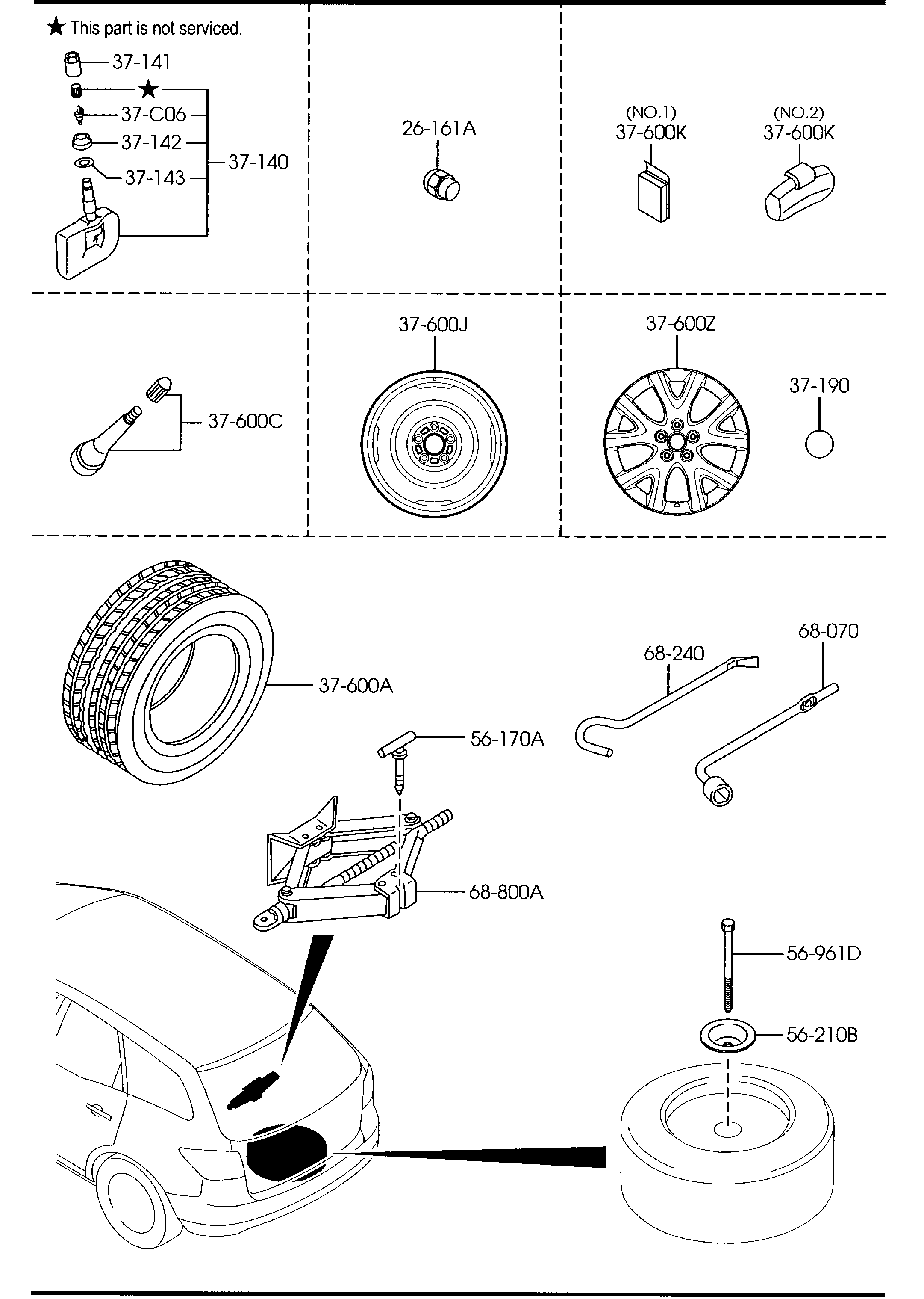 MAZDA B002-37-160A - Pyörän mutteri inparts.fi