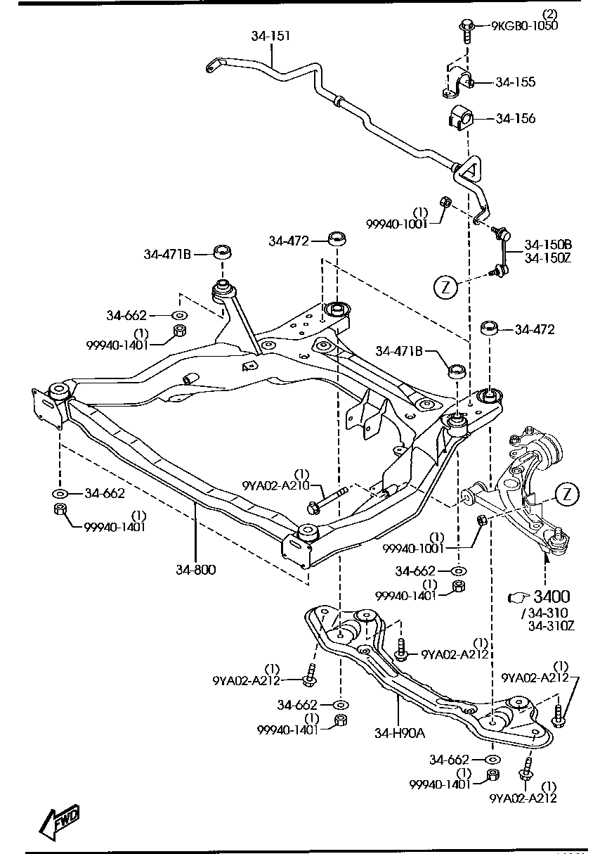 MAZDA L206-34-150A - Tanko, kallistuksenvaimennin inparts.fi