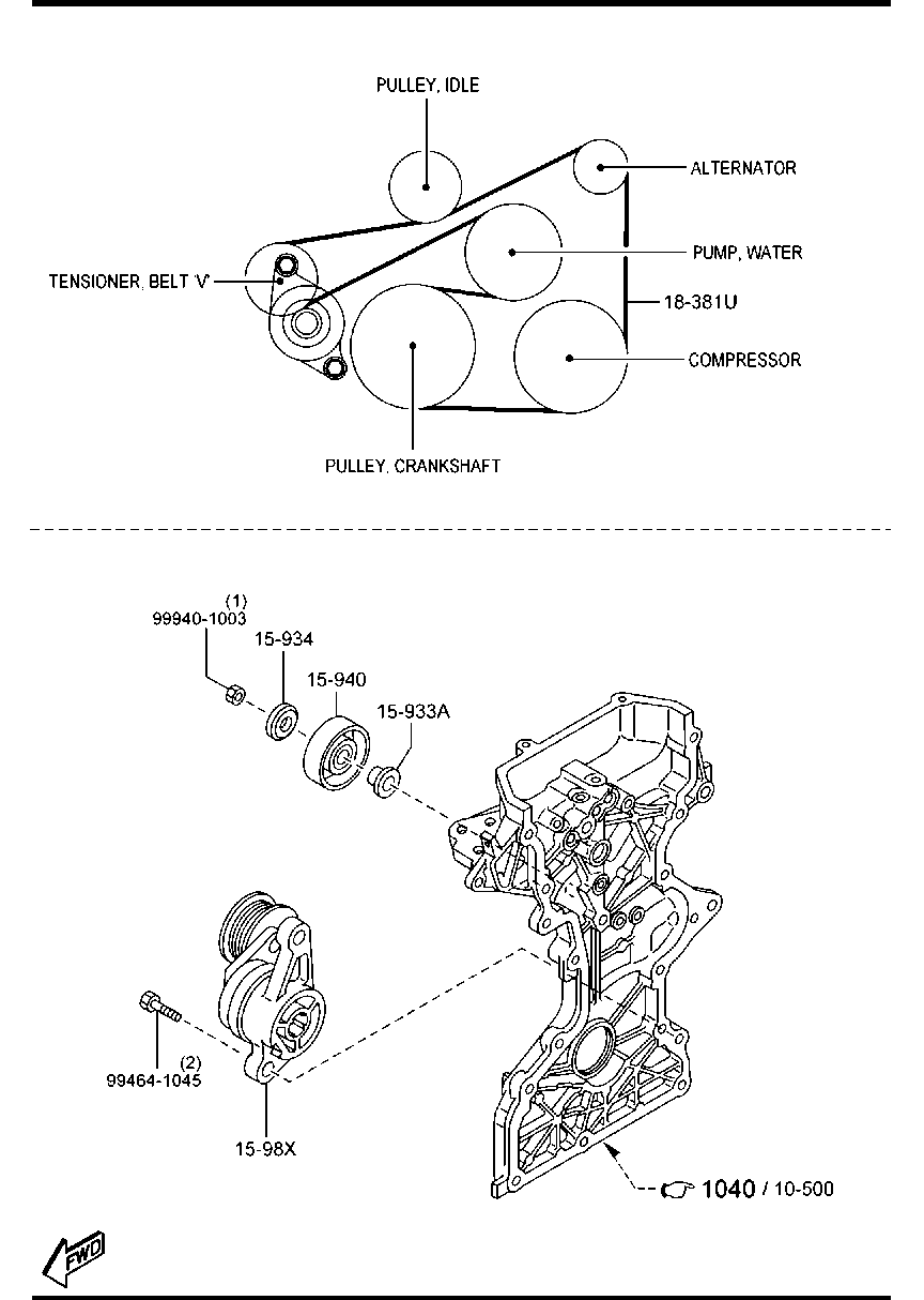 MAZDA Z601 15 980D - Ohjainrulla, moniurahihna inparts.fi