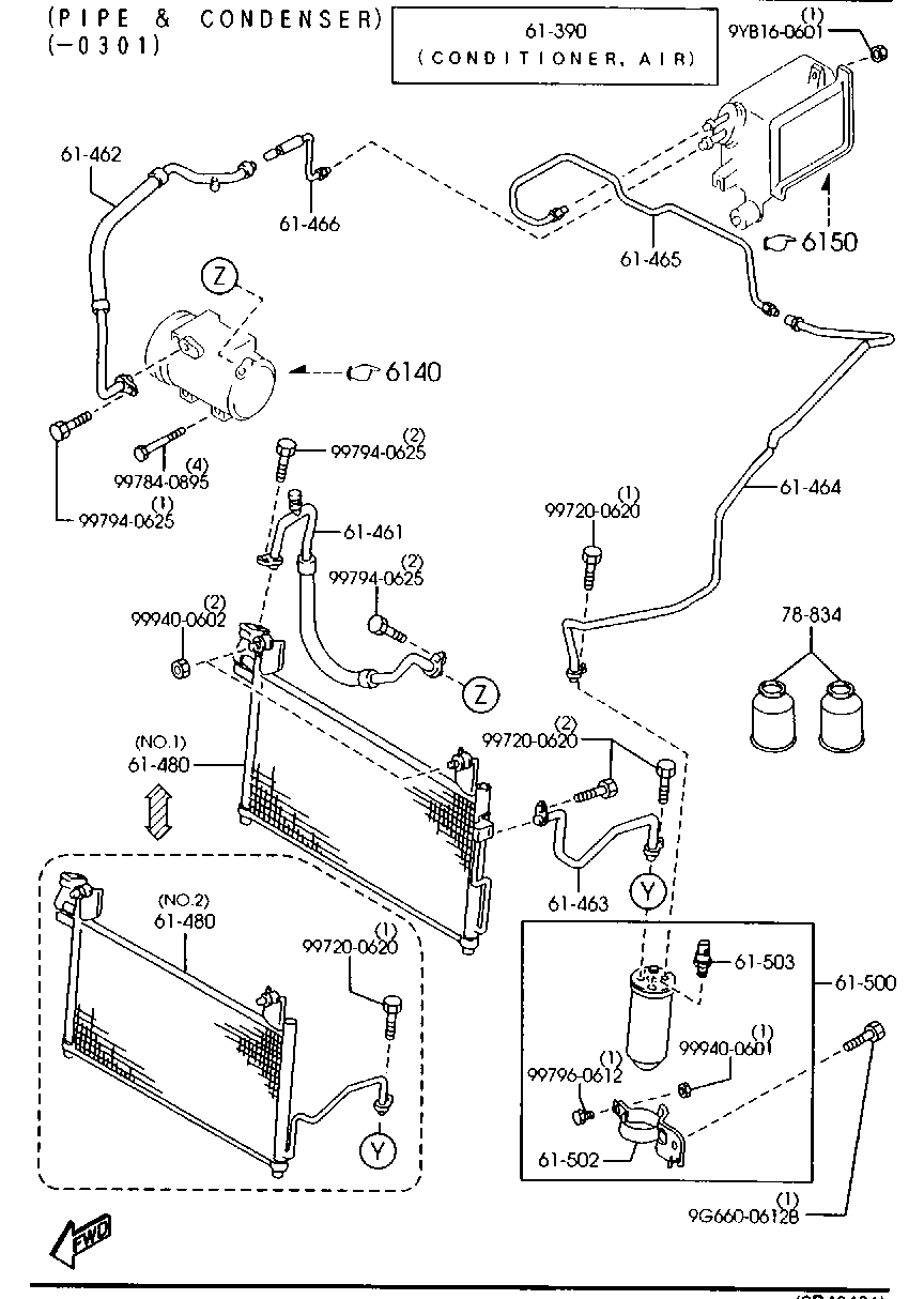 MAZDA B25F-61-464 - Lauhdutin, ilmastointilaite inparts.fi