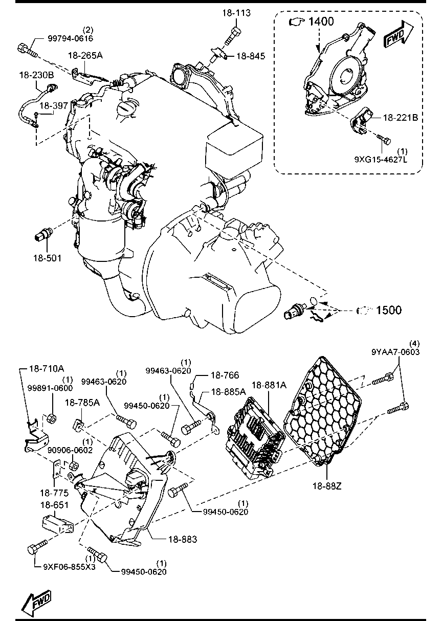 MAZDA Y650 18 845 - Tunnistin, ahtopaine inparts.fi