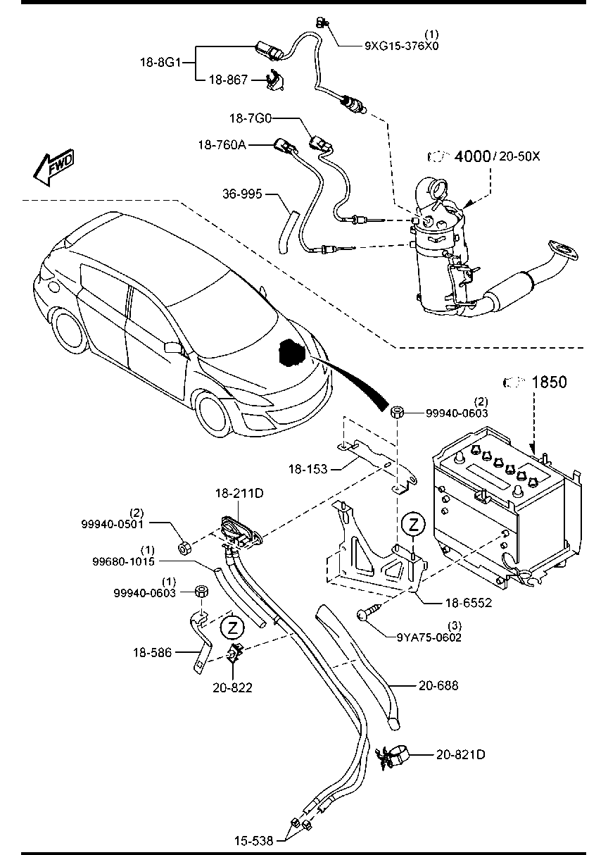 MAZDA Y650-18-215A - Sensori, pakokaasupaine inparts.fi