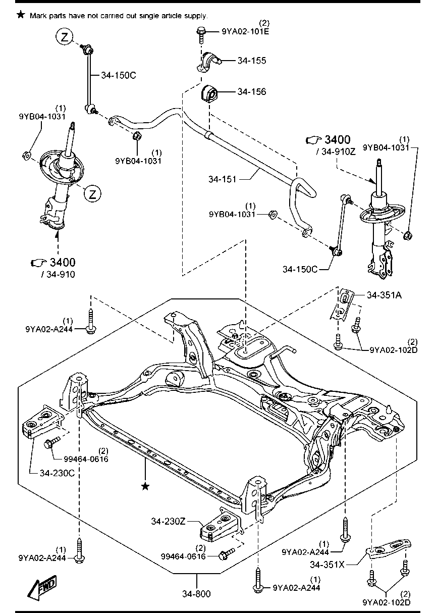 MAZDA DA7V 34 170 - Tanko, kallistuksenvaimennin inparts.fi