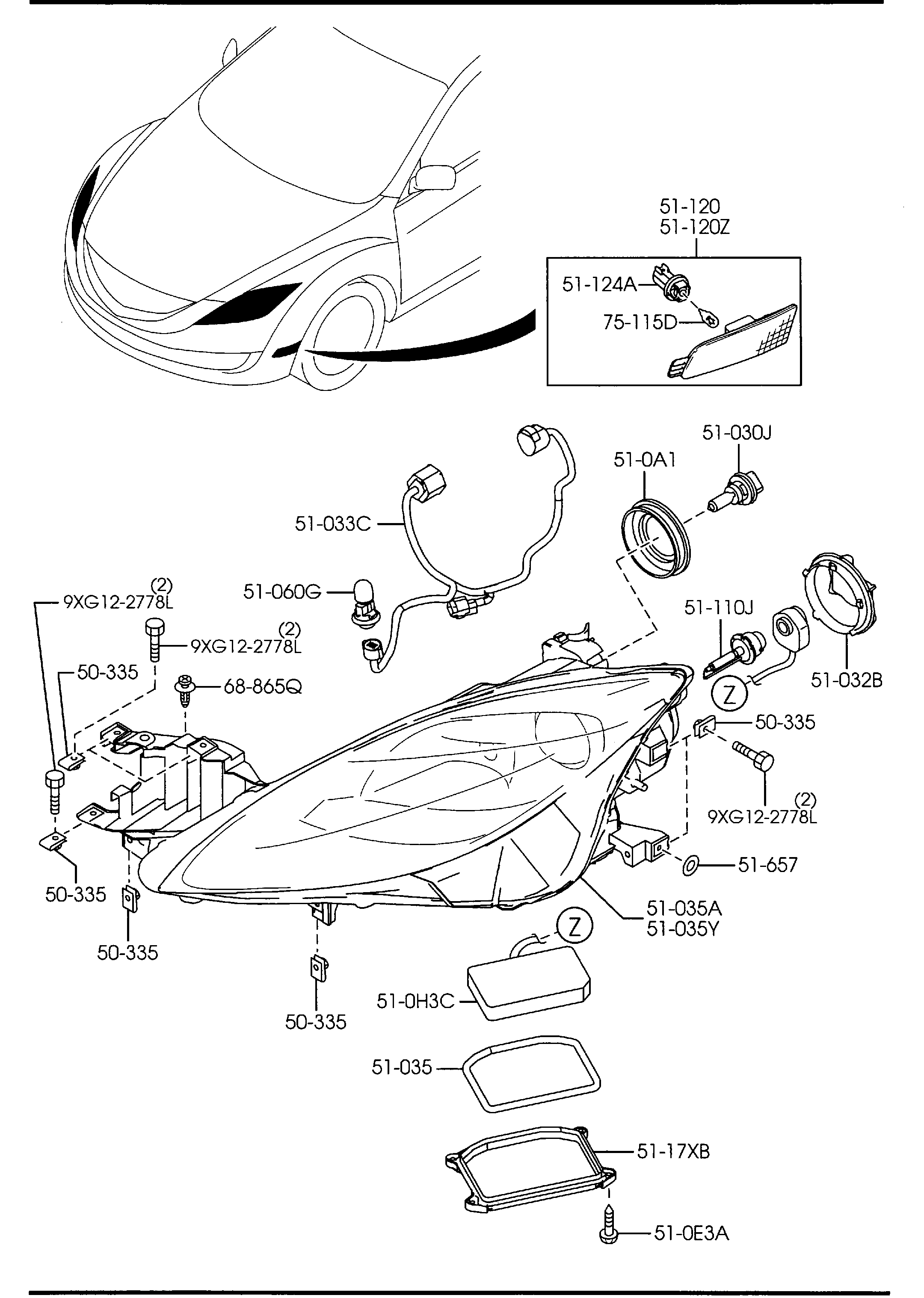 MAZDA 9070-37-550 - Polttimo, mutkavalonheitin inparts.fi