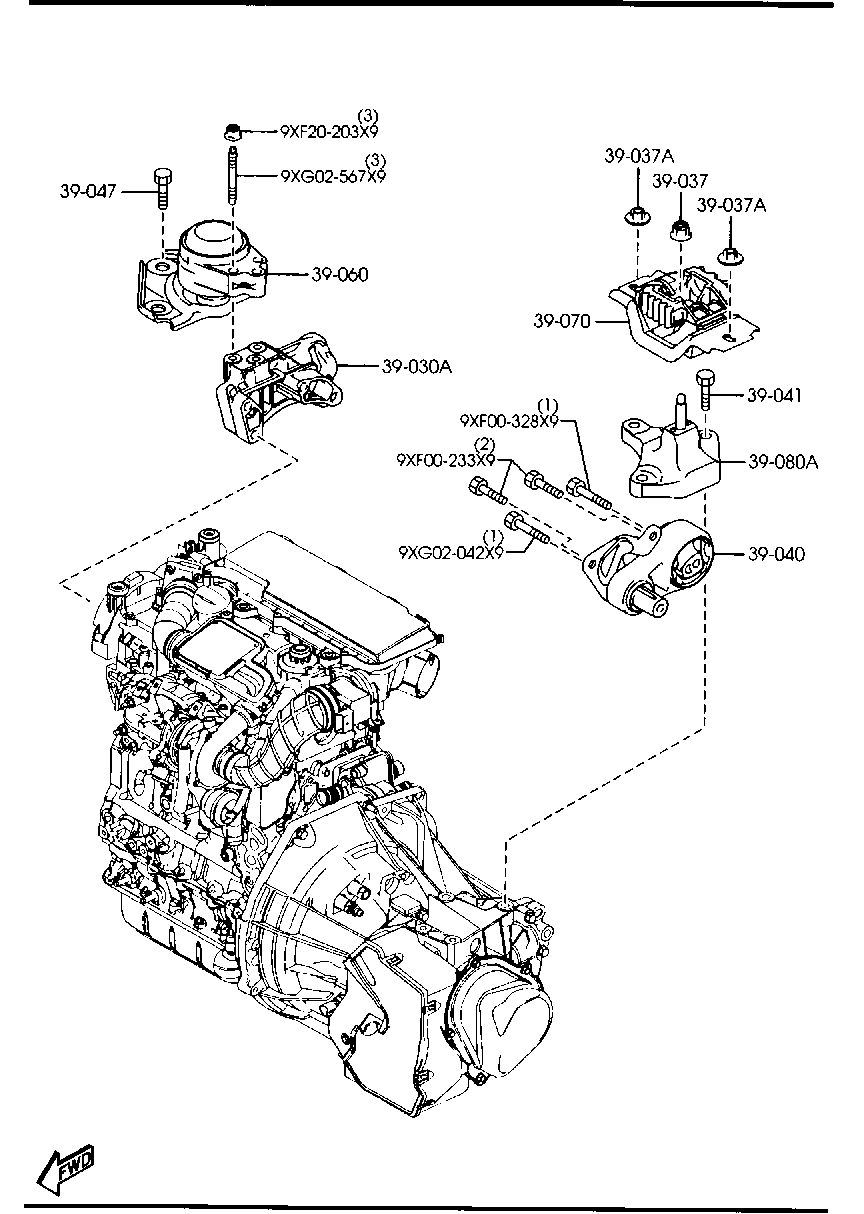 MAZDA DD32-39-040A - Moottorin tuki inparts.fi