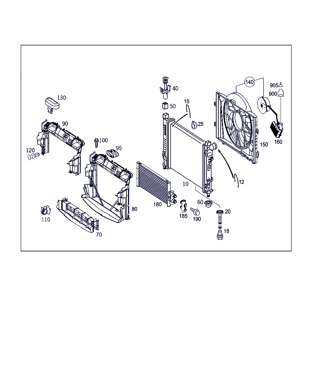 Mercedes-Benz A 203 500 39 03 - Jäähdytin,moottorin jäähdytys inparts.fi